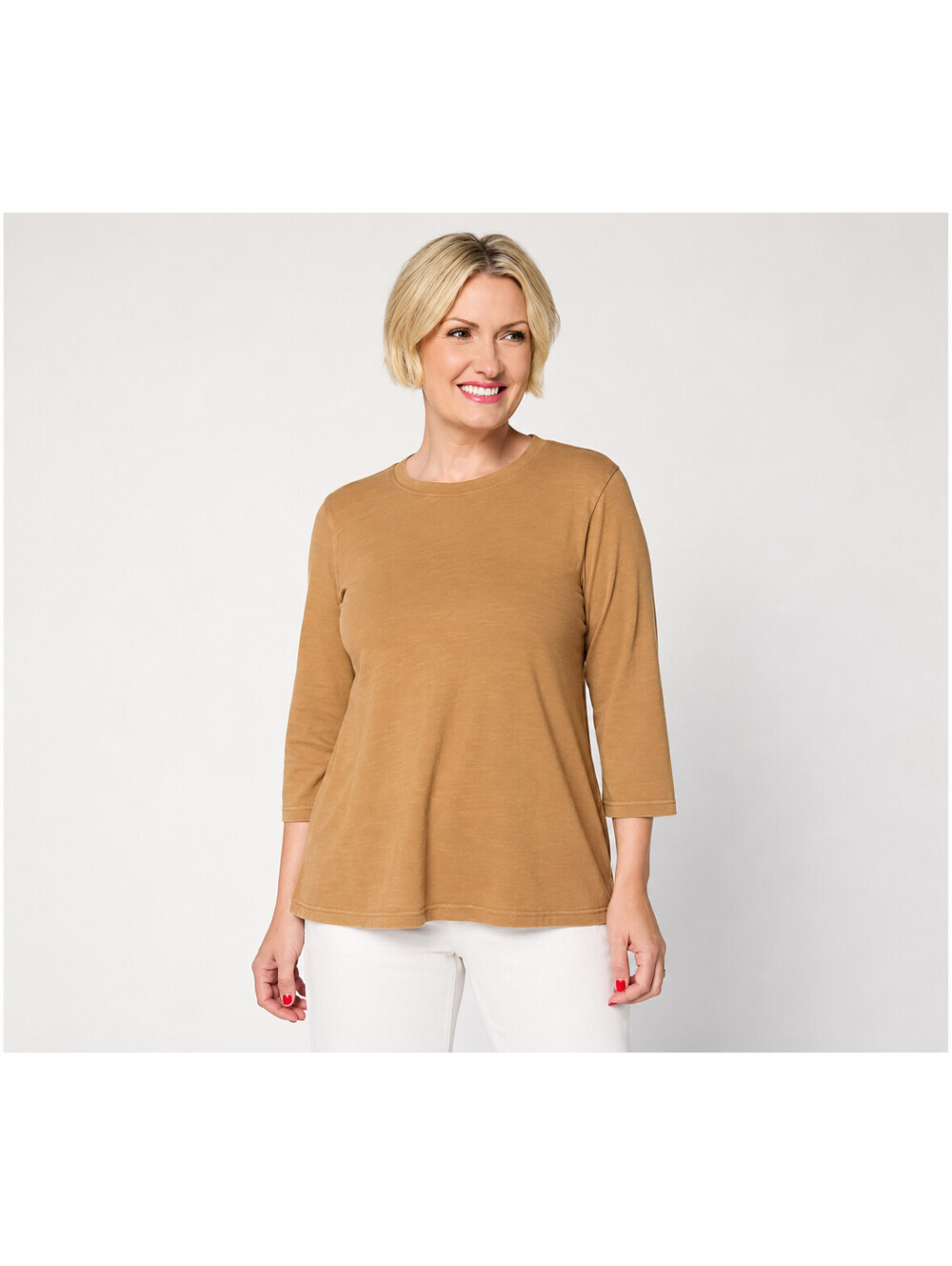 LOGO Principles by Lori Goldstein Stitch Detail 3/4 Sleeve Top Amberwood Size 2X